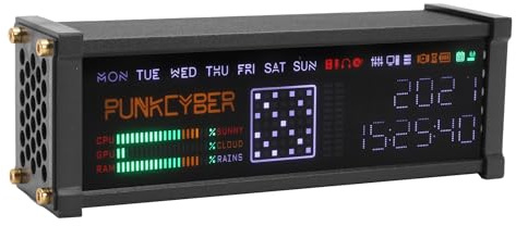 ZAICOLER Reloj de Tubo Fluorescente Electrónico Pantalla LED Modos Ajustables Color y Brillo Reloj WFD Función de Espectro Ornamento de Escritorio Cyberpunk con Bajo Error Anual