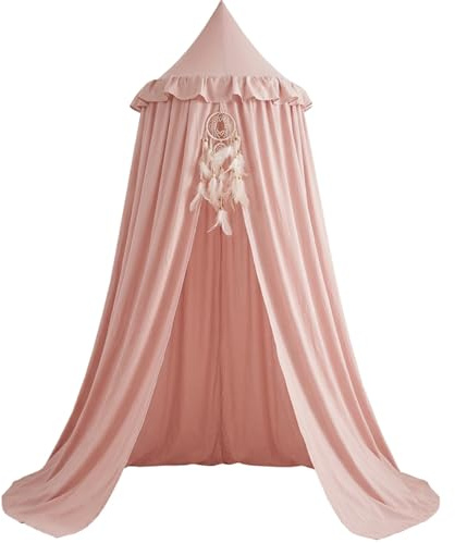 Xdyyjrasa Toldo para Cama para niñas, Dosel de Princesa para niños con Borde con Volantes, Tienda de campaña para el área de Juegos del Dormitorio de los niños