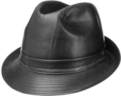 Lipodo Faux Leather Hat Trilby Trend hat (55 cm - schwarz)