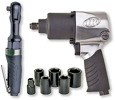 Ingersoll Rand 2317G 1/2 Air Impact Wrench and 3/8 Air ratchet Combination Kit, incl 5-piece Socket Set, Carrying case