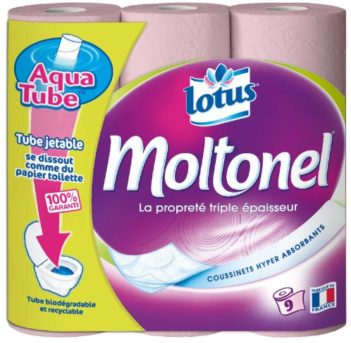 Lotus Moltonel - Papier Hygiénique Aquatube x 9 Rouleaux - Lot de 2