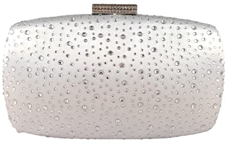 Boutique De FGG Borse da Sera per Donne Pochette e Clutch di Cristallo Borse da Sposa con Strass Minaudiere in Diamanti, Piccolo, Argento