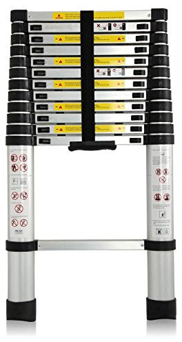 AutoBaBa Aluminium 3.8m Telescopic Ladder, Extendable Multi-Purpose Multi-Function Ladder, EN131