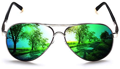 ROCKNIGHT Polarisierte Piloten-Sonnenbrille für Herren und Damen, Metall, flacher Kopf, leicht, UV400, Außenbereich, 58 mm - - Medium