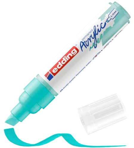 edding 5000 Acrylmarker breit - türkis - 1 Acrylstift wasserfest - breite Keilspitze 5-10 mm - Acryl Farben zum Malen auf Leinwand, Malpapier und Holz - Acrylstifte für Steine