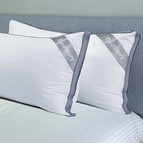 BedStory Kissen, 2 Stück, 42 x 70 cm, hypoallergene Daunen-Alternative, Hotelkissen, Bettkissen mit atmungsaktivem Seitengitter für Seitenrücken- und Bauchschläfer, ultraweich und flauschig