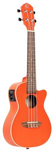 Ortega Guitars Concert Ukulele Electro-Acoustic – Earth Series – with Cutaway – Okoume, Orange (RUPUKI-CE)