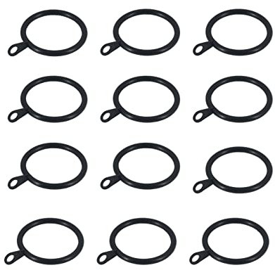 Lansonee 24 Pack Metal Curtain Rings, 30mm Internal Diameter Eyelets for Curtain Poles, Rods and Drapery-Black