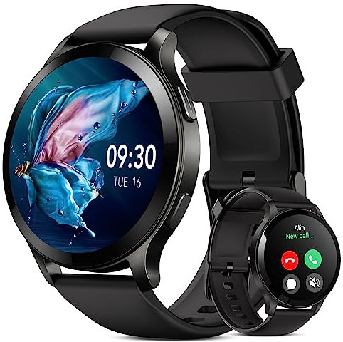 Parsonver Smartwatch Herren mit Telefonfunktion, Fitness-Tracker mit Herzfrequenz Schlafmonitor, 1.43 HD Fitnessuhr, IP68 Wasserdicht Runden Sportuhr, 100+ Sportmodi für Android iOS, Schwarz