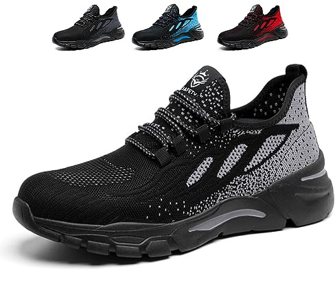 NuCamper Scarpe Antinfortunistiche Uomo Donna Scarpe da Ginnastica in Acciaio Leggere e Traspiranti Scarpe da Antiscivolo Sneaker Lavoro Scarpe di Sicurezza Scarpe Protettive