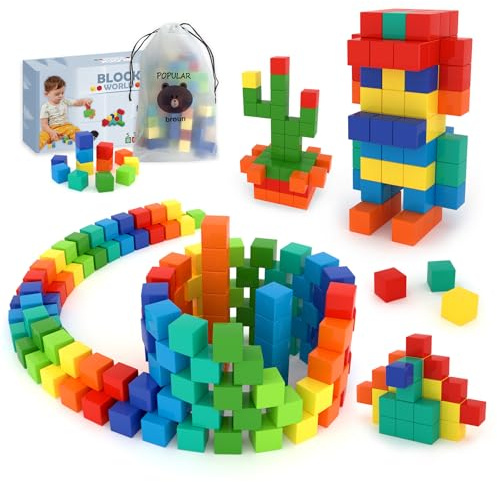 BananMelonBM 100 PCS Magnetic Blocks, Magnetic Building Blocks for Toddlers Age 3-5, Blocks for Kids Ages 4-8,Cubes, Preschool Educational Sensory Magnet Toys for Boys and Girls