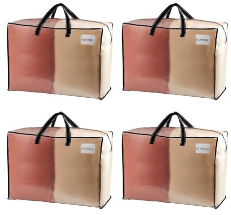 VENO Confezione da 4 sacchetti grandi da 105 l, per riporre piumini, king size, per lo spostamento, per biancheria da letto, scatole per biancheria, vestiti, piumini, cuscini, trapunte, coperte