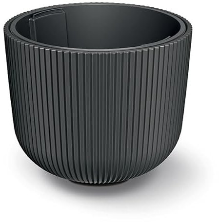 Tymar Blumentopf mit Einsatz, Blumenkübel aus Kunststoff, Übertopf, Pflanzkübel Gross(DBML Schwarz,ø 30 cm)