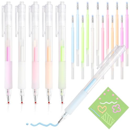 6 Pcs Quick Drying Glue Pens for Crafting, with 12 Glue Pens to Replace the Core, liquid Precision Glue pen, 6 Colors, Suitable for Various DIY Production, Scrapbooking, Handicraft, Card Production
