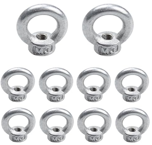 PDETVEO 10PCS M3 Lifting Eye Nuts, Stainless Steel Female Threaded Fastener, Ring Shaped Eye Bolts for Marine, Construction