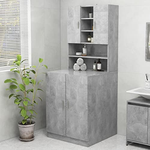 Juroupi Mobile per Lavatrice Grigio Cemento 70,5x25,5x90 cm,Mobilia per Lavatrice,Mobili per Interni e per Esterni,Decorazioni per la Casa-808390