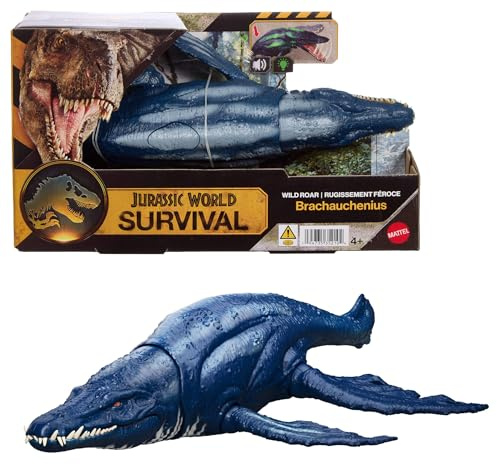 Mattel Jurassic World Rugido Salvaje Figuras de Dinosaurio con Ataque de mordisco en múltiples direcciones y Sonido, Juguete articulado, Juego Digital (Las Especies Pueden Variar), JKL79