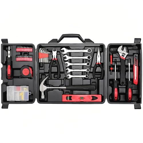 TLGREEN 147 Piece Home Tool Kit Set with Storage Toolbox, Adjustable Wrench, Screwdrivers, Hex Keys, Essential Hand Tools for DIY, Car Repair, Garage and Household Maintenance