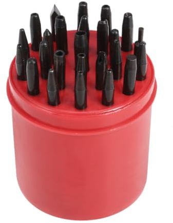 Operitacx Band Box Plastic to Red Store Convenient Professional Carry and Watch 25pcs Needle Punch Tool Set with Metal Heads for Watchmakers