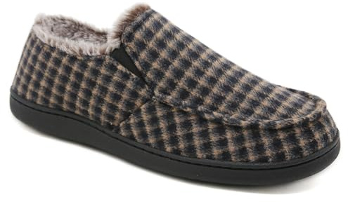 SMajong Zapatillas de Estar por Casa Hombre Invierno Cálido Pantuflas Zapatos con Antideslizante Suelo para Interior y Exterior Negro Amarillo 42 EU