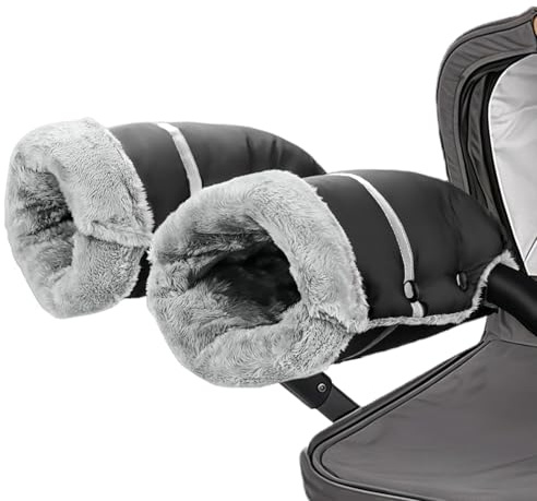 Flintronic Scaldamani per Passeggino, Guanti Extra Spessi per Passeggino, Impermeabili, Antivento e Antigelo, Taglia Universale, Guanti Invernali per Passeggino - Striscia Riflettente