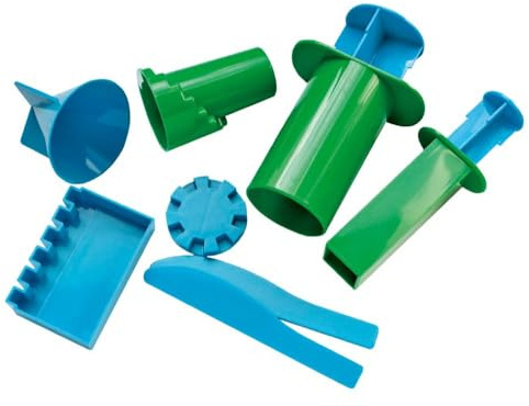 Ameisenkeks Set di stampi e utensili per modellare la sabbia, 8 pezzi, per bambini, set per costruire castelli con tazze e spatola, ideale per sabbia cinetica, spiaggia e sabbiera