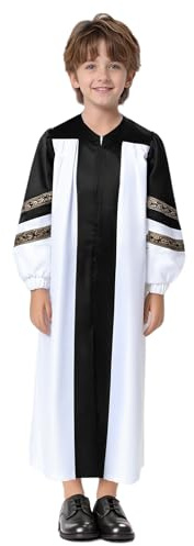 Yhong Chasuble De Chœur Unisexe Pour Enfants Toge Longue Manche Longue De Graduation Robe De Confirmation Costume Dhalloween Noir 9-10 ans