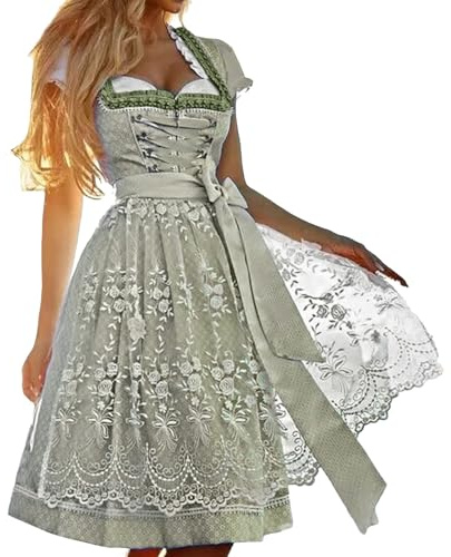 Costume Dirndl 3 pièces pour Femme Robe Dirndl Polyvalente Femme Blouse Dentelle Jupe Midi Tablier Costume Bavarois Festival Vêtements