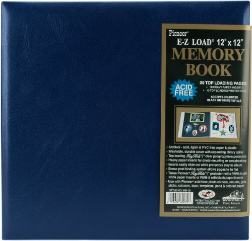 Pioneer Photo Albums Pioneer Leatherette Postbound Album, 12-Inch-by-12-Inch, Navy