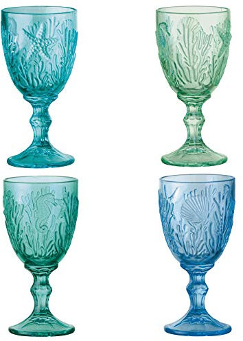 Artland - Calici Marine - Colori dell'oceano - Set di 4 - Capacità 250 ml per bicchiere - Fantastico per l'intrattenimento al bar di casa - Calici in vetro vintage di alta qualità - Ottima idea regalo