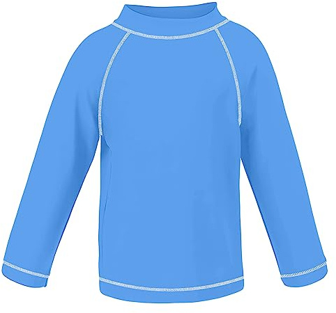 TIZAX T-Shirt de Bain Anti-UV pour garçon Maillot de Bain à Manche Longue Enfants Rashguard pour Surf Natation plongée Plage Bleu 116
