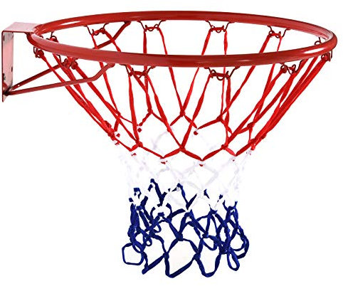 HOMCOM Basketballkorb, Indoor & Outdoor mit Ø46 cm Korb und Netz, Wandmontage, Basketball Board für Jugendliche Erwachsene, Rot + Blau + Weiß