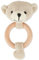 Bieco Greifling Baby Rassel | Ø 8cm, Länge 14cm | Niedliche Bär Häkel Rassel mit Holz Ring | Baby Greifling Rassel für Junge & Mädchen | Bärchen Greifling Gehäkelt mit Rassel | Greifringe Baby