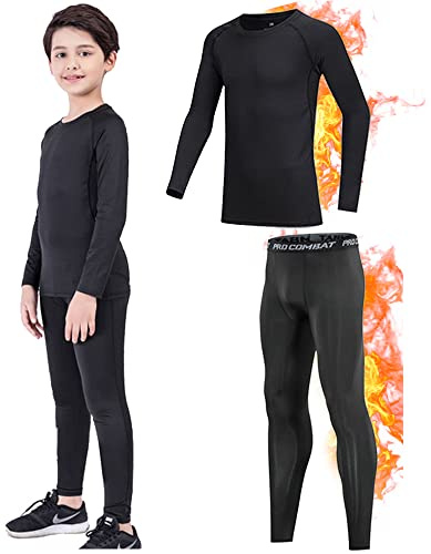 Yutdeng Set Intimo Termico Bambino Biancheria Intima Termica Ragazzo Ragazza Calcio Manica Lunga Pantaloni Termici Set Base Layer Funzione Traspirante Riscaldante e ad Asciugatura Rapida(110-160 cm)