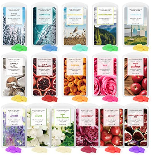 STRN Scented Wax Melts Wax Cubes, Long Lasting Scent Soy Wax Cubes for Warmer Wax Melts Candle Making Gift Set for Fall and Winter 16 Pack (16x2.5oz)