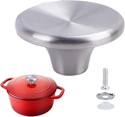 ILOVYO Dutch Oven Knauf aus Edelstahl, Ersatzgriff für Le Creuset, Aldi, Lodge und andere emailliertes Gusseisen, Dutch Oven Topfdeckelknauf, Ersatz (Silber, 1 Set)