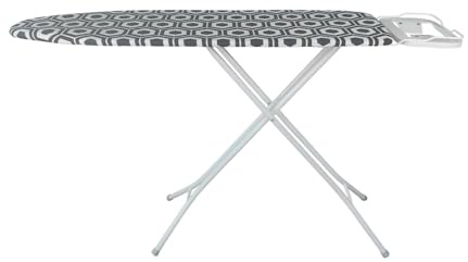 Royalford Ironing Board, Adjustable Height & Iron Rest To Secure Iron In Place, Lightweight & Foldable For Compact Storage, Protective Feet,100% Cotton Fitted Cover - 114 x 33 cm, Green