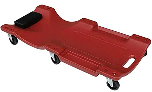 OZBMA Chariot de mécanicien de 40 Pouces avec Appui-tête en Cuir Confortable et 6 poulies Mobiles, Plateaux à Outils Doubles, Pont Ergonomique, Garage Roulant en Plastique (Couleur: Vert) (Rouge)