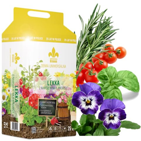 Blumenerde mit Dünger - 25L - Leichte Universalerde für Gemüse, Tomaten, Kräuter, Zimmerpflanzen, Balkonpflanzen, Topfpflanzen - fruchtbare Gemüseerde