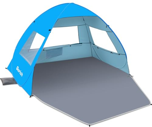 Gorich Easy Pop Up Beach Tent for 3-4 Person, UPF 50+ UV Protection Beach Umbrella Sun Shelter, Portable Lightweight Shade with Easy Foldable & Instant Setup