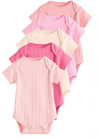 NEXT Nyfödda flickor 5-pack kortärmade babybodys Bright Pink 56-62