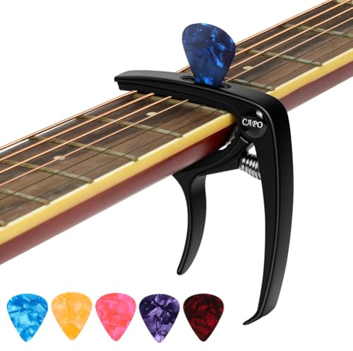 Aomig Universal aluminiumlegering Clip-on stämapparat exakt tuner för alla instrument gitarr bas violin ukulele gitarrtillbehör Kapodaster gitarrstämmare lyft akustisk gitarr stämmer