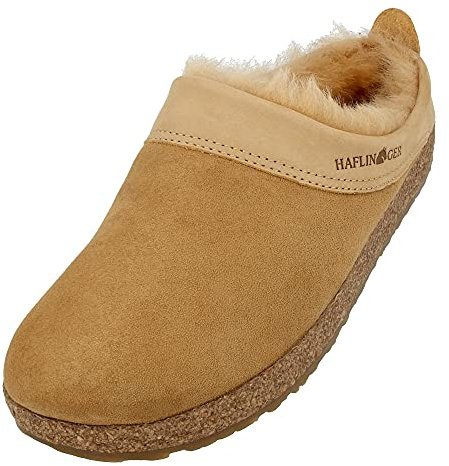 HAFLINGER Lammfellclog Snowbird Filzpantoffel Hausschuh Beige (Beigemeliert Öko 46), Gr 44