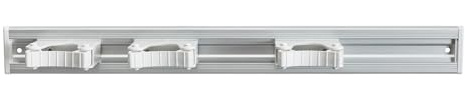 Haug Alu-Geräteleiste – Farbe: Weiß - drei Stielhalterungen - Individuell anpassbar - aus hochwertigem Aluminium - effiziente Aufbewahrung Ihrer Geräte