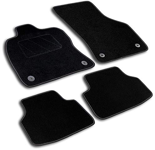 Bär-AfC Auto Fußmatten Classic passend für Dacia Sandero 2 + Stepway 2012-2018, Autoteppiche Nadelvlies Schwarz, Rand Kettelung Schwarz, Textiler Trittschutz, Set 4-teilig, DA06122n