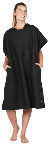 Dock & Bay Adult Beach Poncho - Hooded Towel with Deep Pockets - For Beach & Pool - Super Absorbent, Quick Dry - Fuji Black, Small (85x65cm, 33x26)