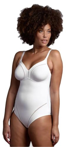 Lepel Body Contenitivo Liscio Senza Ferretto in Microfibra Elastico con Coppa C Preformata con Elegante Motivo Decorativo Dafne (5, BIANCO)