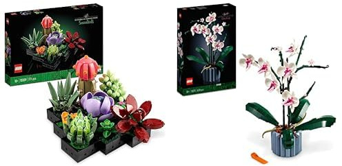 LEGO 10309 Icons Les Succulentes: Plantes Artificielles, Décoration de Maison, Collection Botanique & 10311 Icons L’Orchidée Plantes avec Fleurs Artificielles d'Intérieur