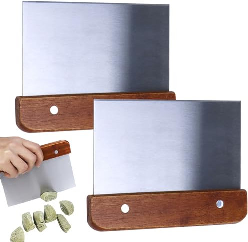 2 tagliapasta in acciaio inox, raschietto da cucina multiuso da 15 cm, con manico in legno per pasta pizza, accessori da forno