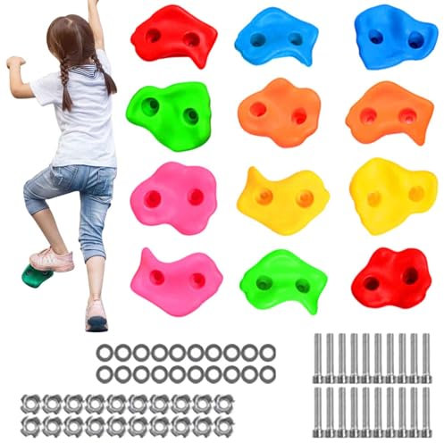 Veeteah l'escalade sur paroi rocheuse maintient Les à l'intérieur, Mur d'escalade pour | Prises d'escalade renforcées colorées - Ensemble de Jeu pour Aire de Jeux pour Grimper aux Arbres, Fac e à